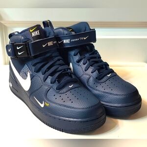 Nike Air Force 1 '07 LV8 "Overbranding" Obsidian Navy Men's 9 Rare VNDS Sneakers